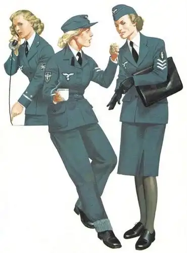 二战纳粹德国女兵军服样式(航空通讯助理,总助理,高射炮助理),1941年