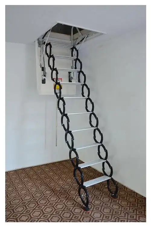 阁楼伸缩楼梯家用折叠梯子全自动升降爬梯钛镁合金电动收缩室内外多