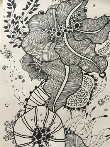 黑白线描装饰画