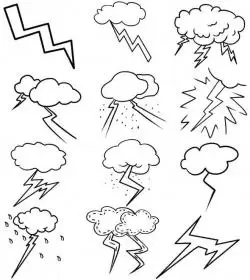 简笔画手绘可爱颜表情卡通萌系雷雷图标雷阵雨简笔画图片打雷要下雨