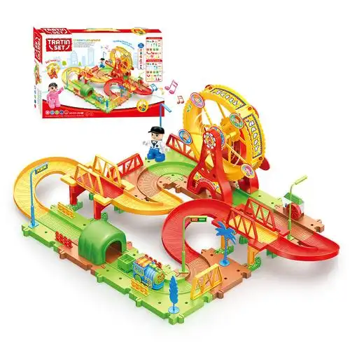 电动托马斯小火车轨道玩具 风火轮轨道 益智灯光音乐玩具轨道车