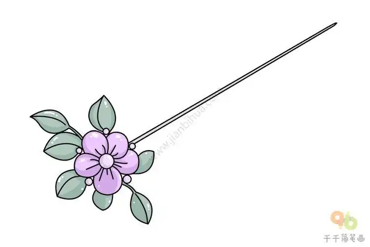漂亮的古代头簪简笔画