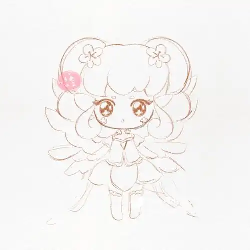 小花仙精灵王 红雨 简笔画q版线稿分解图 萌萌红雨 画画线稿上色图