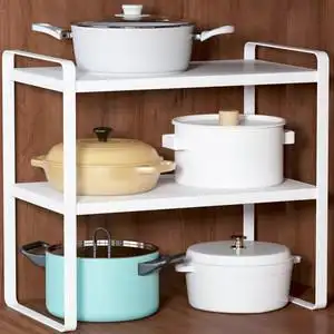 厨房置物架不锈钢收纳微波炉灶台两层双层二层不锈钢架落地放锅架5