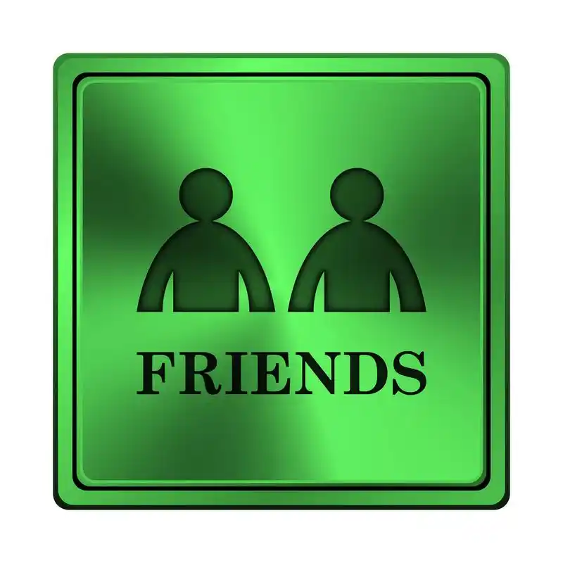 好友 icon,方形金属图标与雕刻设计绿色背景