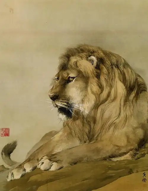 何香凝  《狮》(国画)1914