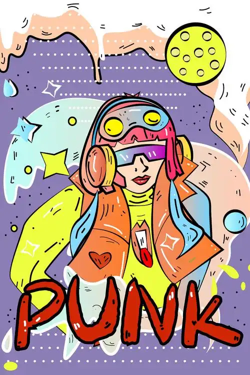 朋克蒸汽涂鸦modern摩登插画4张