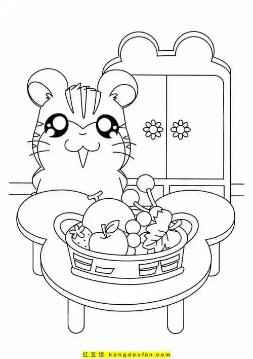 16张爱吃零食的可爱宠物小仓鼠儿童卡通简笔画!