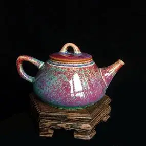 禹州神垕钧窑中国陶瓷工艺大师尹建中客厅精品中式茶具钧瓷石瓢壶