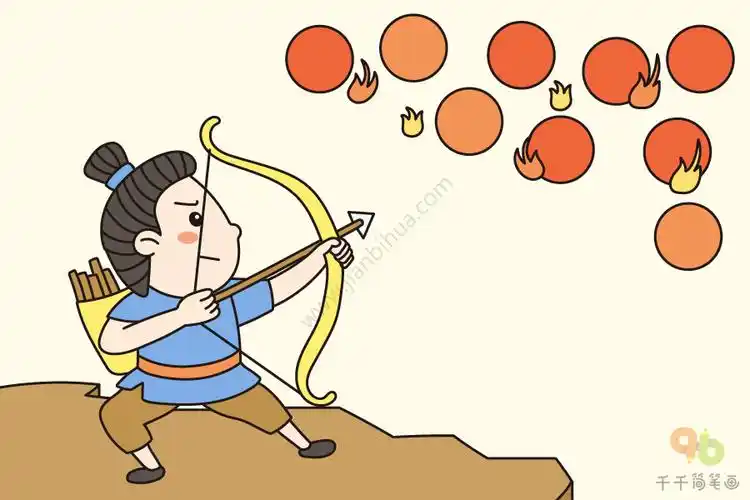 小学语文课文配画后羿射日简笔画