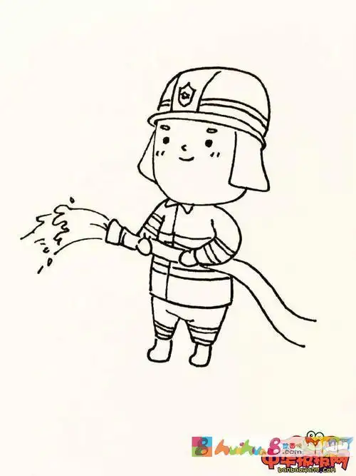 儿童简笔画消防人员怎么画步骤