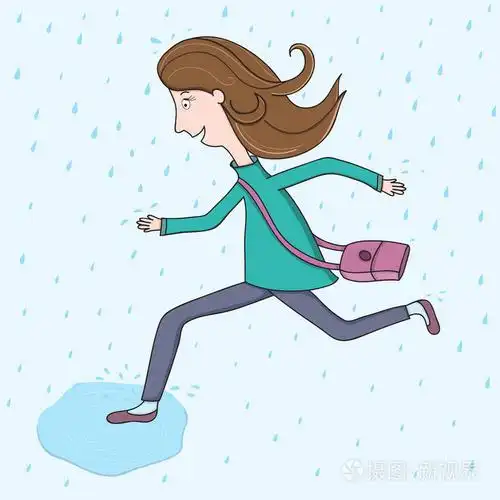 插图与女孩跳水坑