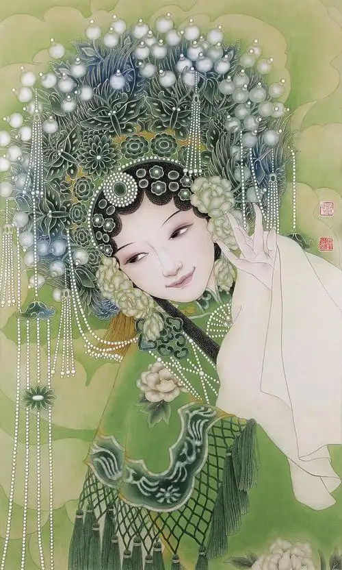 0011 贵妃醉酒 镜心 设色纸本