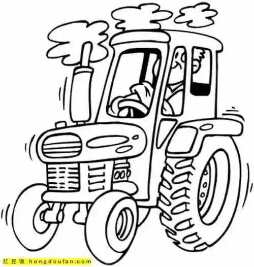 11张男孩子们最喜欢的农场中的拖拉机卡通涂色简笔画-红豆饭小学生简