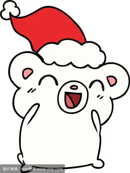 可爱的北极熊圣诞卡通