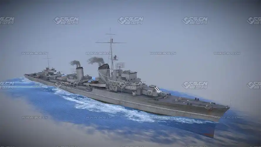 kmsz25德国海军1936a型驱逐舰cinema4d格式海军军事3d模型下载