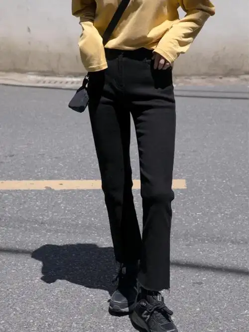 微胖女孩穿搭2021新款高腰直筒显瘦九分裤梨型身材百搭黑色牛仔裤