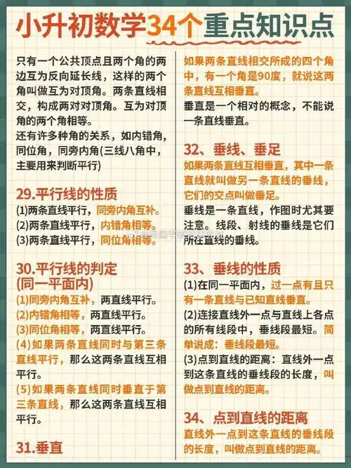 【开学前背75小升初数学34个重点知识点75】  0169♀小学新六