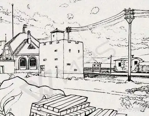 日本打八路炮楼简笔画