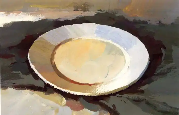 水粉白瓷盘怎么画