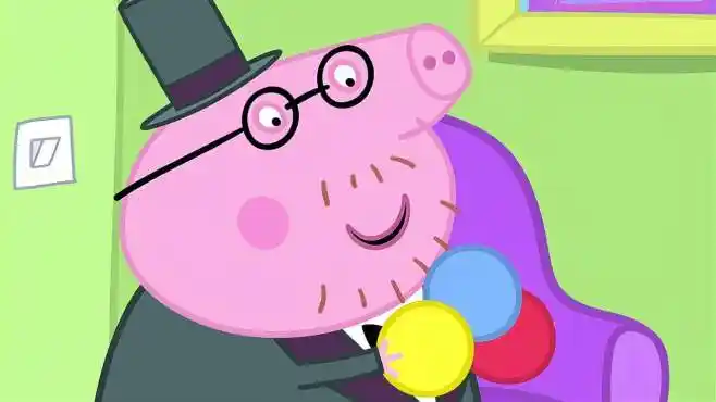 小猪佩奇:猪爸爸表演魔术,所有孩子们都很开心
