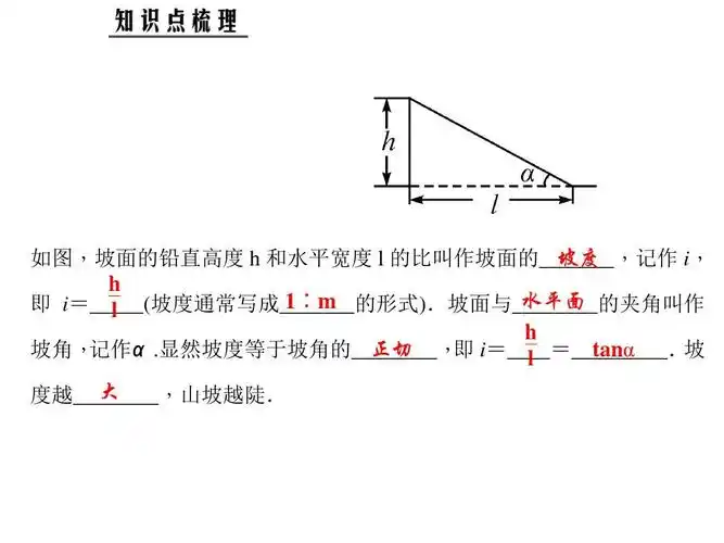 【最新】湘教版九年级数学上册《 与坡度,方向角有关的解直角三角形的
