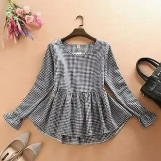 dgwe新款娃娃衫短款上衣韩版女装春秋季长袖宽松纯色棉麻衬衫女黑色s