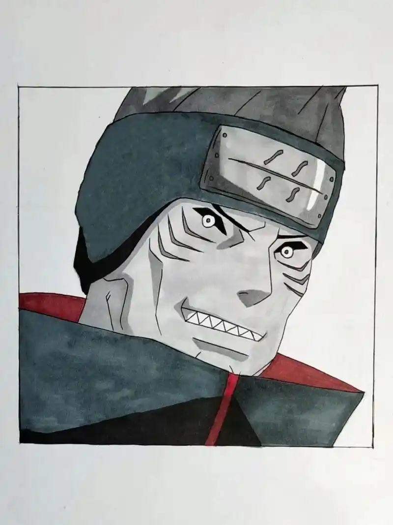 干柿鬼鲛绘画过程.#火影忍者 #鬼鲛 - 抖音