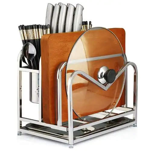 壁挂式304不锈钢免打孔刀架收纳置物架刀具架刀座厨房用品架菜刀