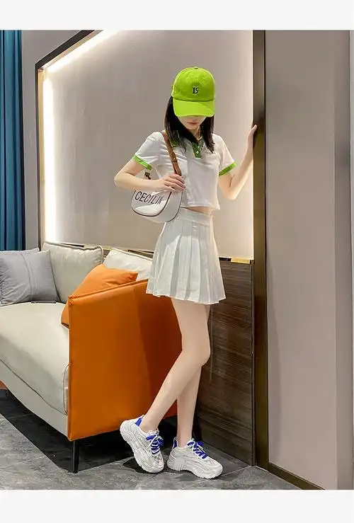 裙子搭配的小白鞋子夏子女季透气网面老爹鞋女款年厚底休闲运动鞋绿色