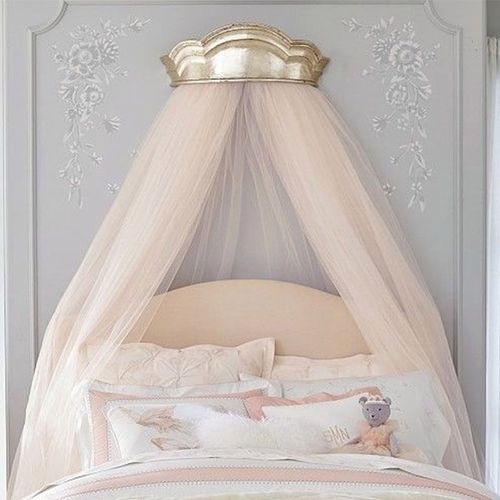 欧式床幔架美式实木雕刻公主房装饰纱幔架法式宫廷梦幻床头帘皇冠