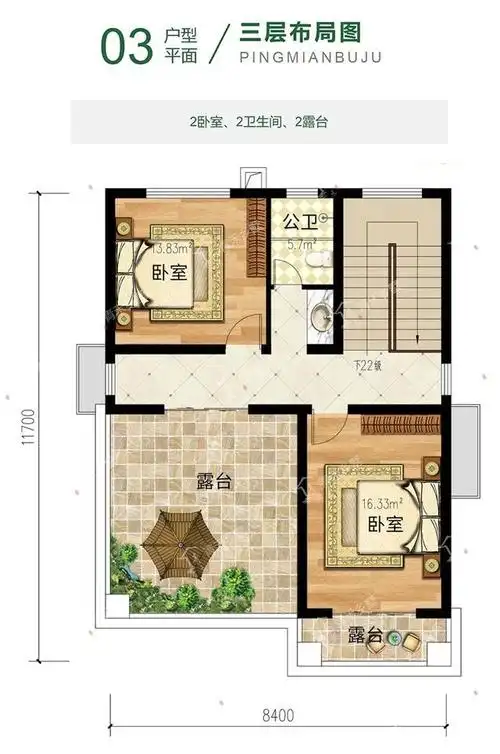 开间8米,进深13米两开间新中式三层别墅设计图纸
