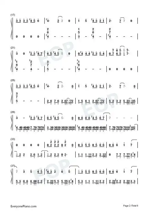 いつもいつでも-数码宝贝02ed2双手简谱预览2