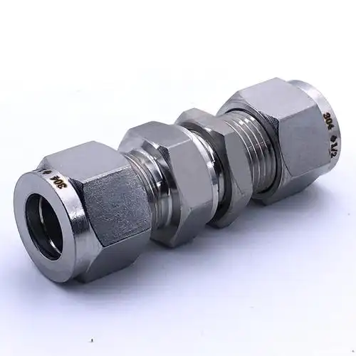 304不锈钢卡套双头 直通穿板隔板 仪表管铜管铝管接头3 4 6 8 10