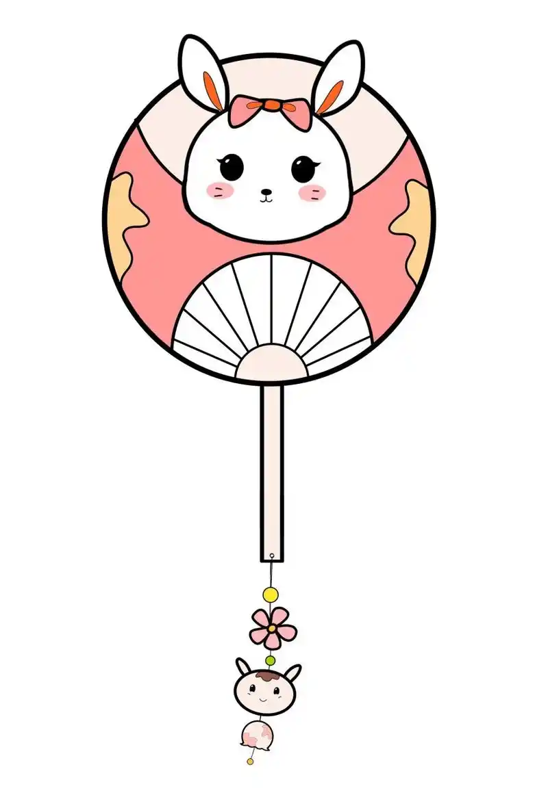 可爱小兔子团扇 简笔画 怎么会有这么可爱的扇子呀7815,粉兔兔