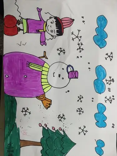 益阳市实验小学1701班美术社团作品集《堆雪人》