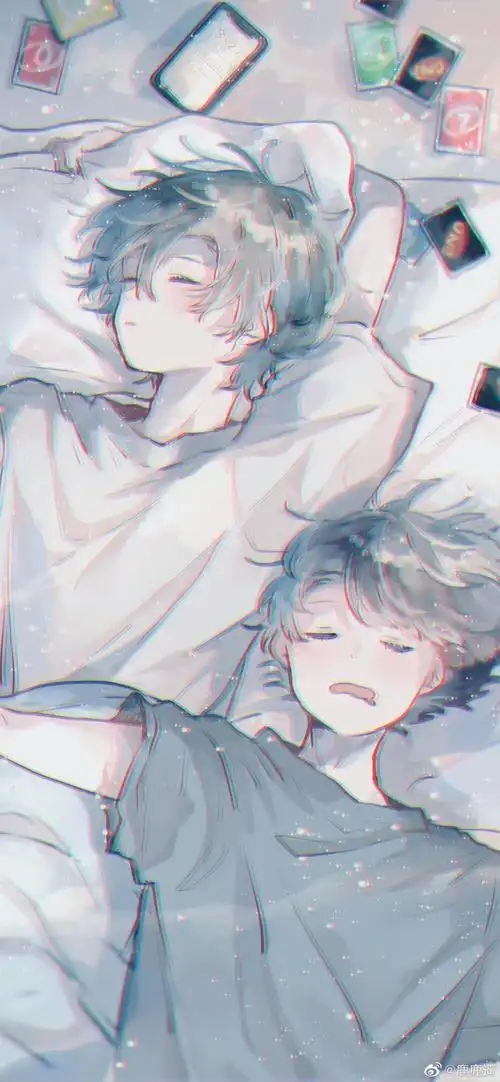 动漫男生 cr:@见水印 手绘插画/漫画少女/可爱卡通/旧漫壁纸/锁屏屏保