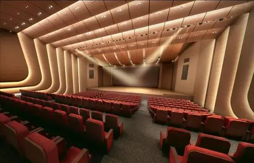 多功能厅内部效果图立面造型外立面造型继承了"凤凰羽毛"的设计立意