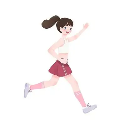 卡通人物奔跑女生奔跑晨跑跑步png素材跑步奔跑