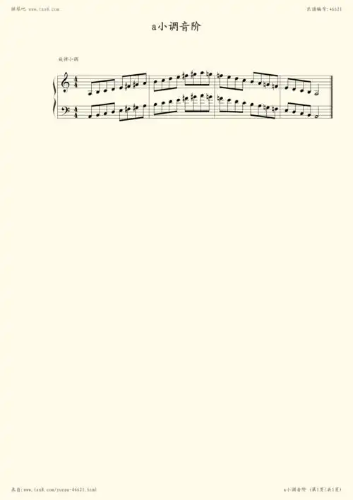 《a小调,钢琴谱》旋律小调,熊道儿(五线谱 钢琴曲 指法)-弹吧|蛐蛐