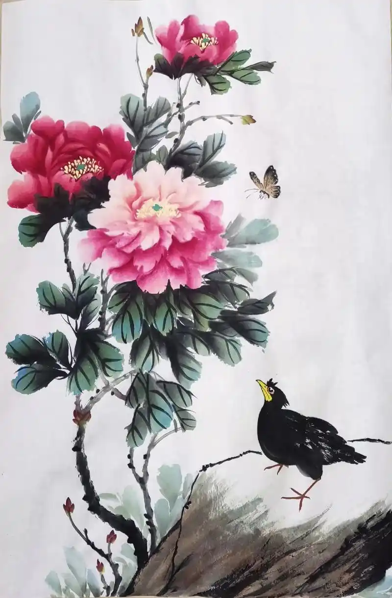 国色天香牡丹花 #水墨写意 #希望我的作品给您带来最美的回 - 抖音