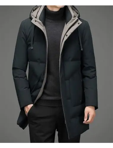 羽绒服男外套上衣户外运动休闲加厚羽绒服男中长款2020冬季新款中年