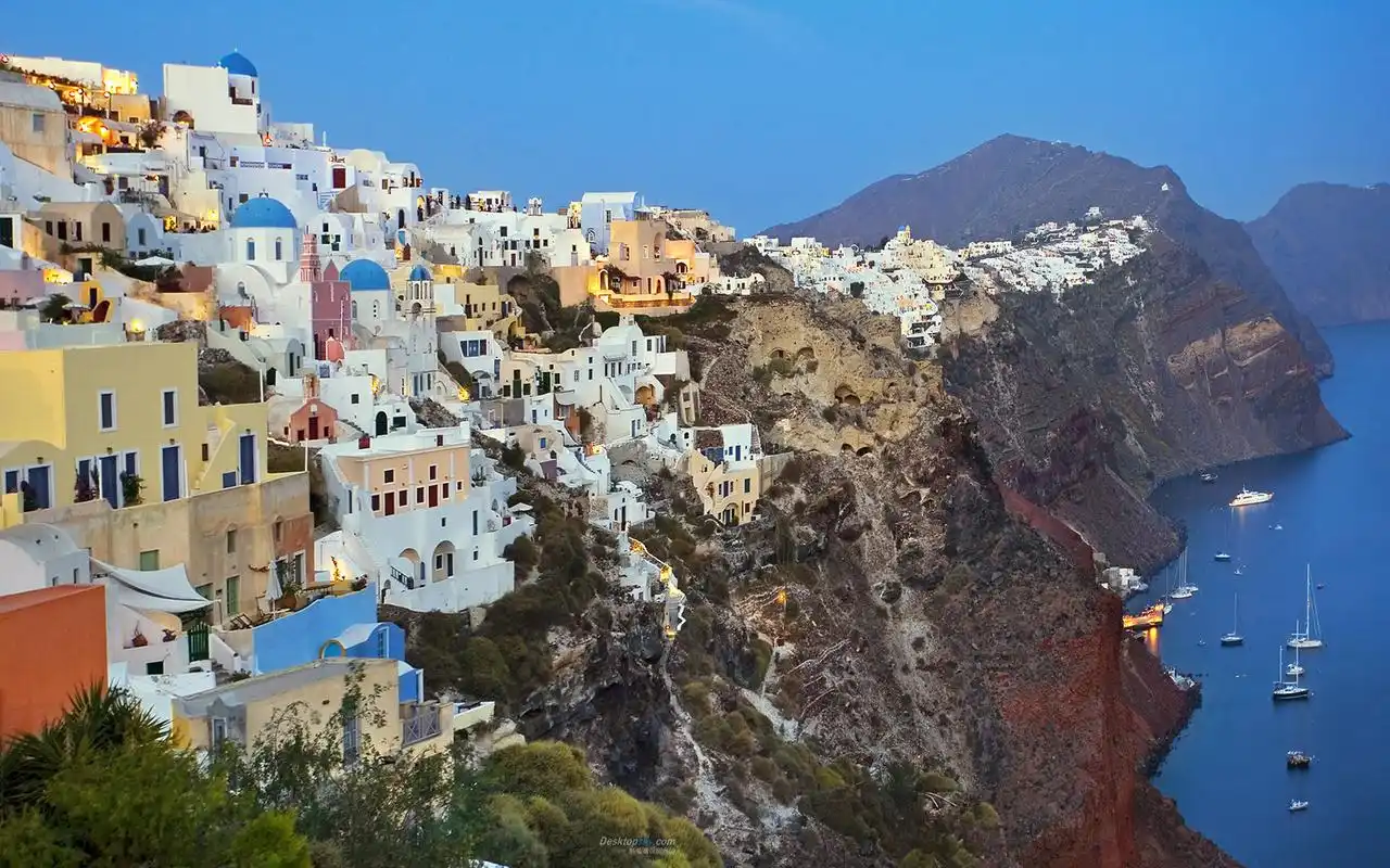 威尼斯圣托里尼岛海滨美景宽屏桌面壁纸-风景壁纸-壁纸下载-美桌网