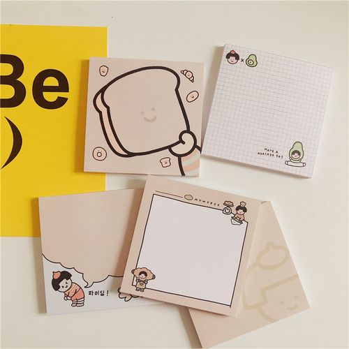韩国ins软妹学生卡通可爱面包便签备忘便条纸手账便签纸便携小本