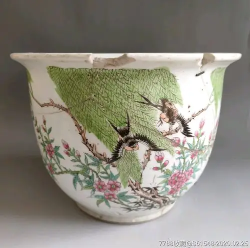 晚清民国粉彩花鸟大花盆_价格168.0000元_第1张_7788收藏__收藏热线