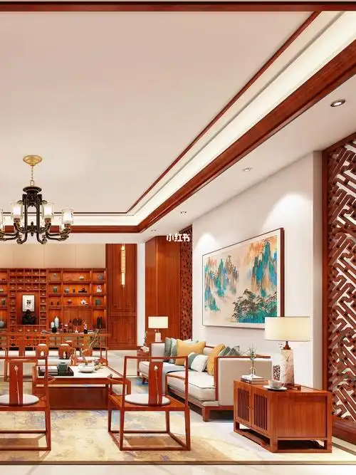 中式别墅休闲室会客厅简约风格整装设计装修