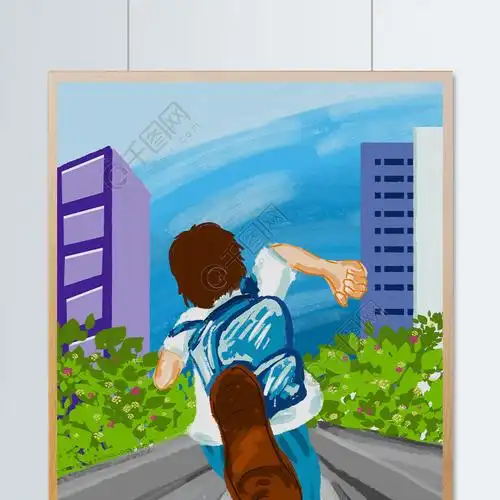 开学季少年青春奔跑城市植物