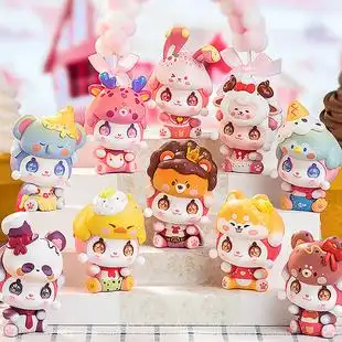 萌萌喵动物甜品系列盲盒整盒可爱动漫少女心公仔摆件潮玩萌系礼物