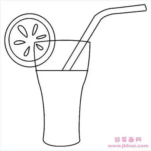 柠檬水茶简笔画可爱