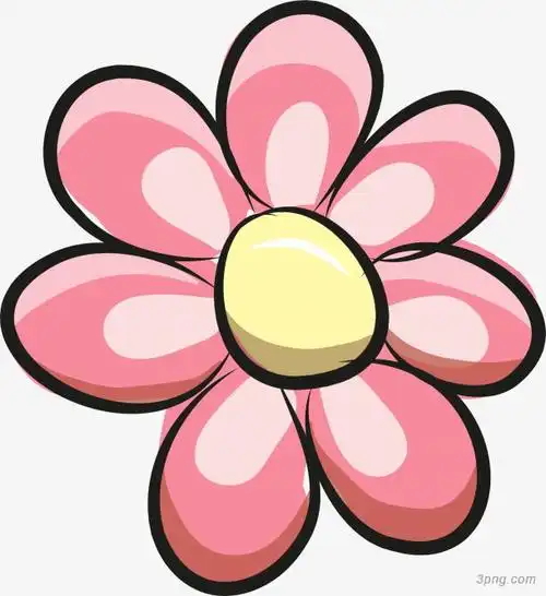 粉色卡通花朵png素材透明免抠图片装饰效果